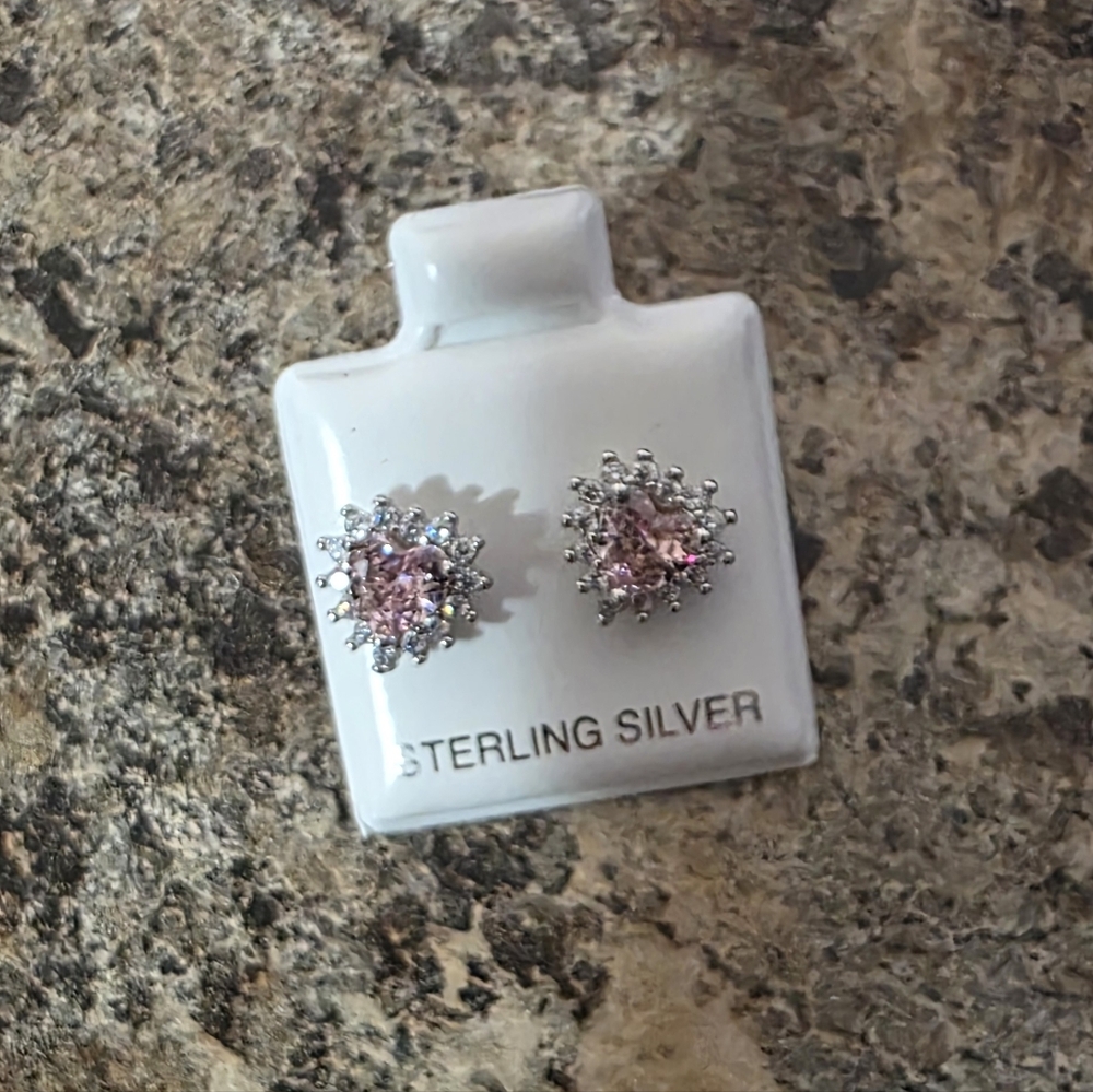 Dazzling Pink Sterling Silver Floral Earrings